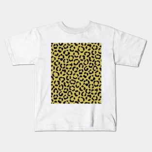 Trendy Black on Gold Leopard Print Pattern Kids T-Shirt